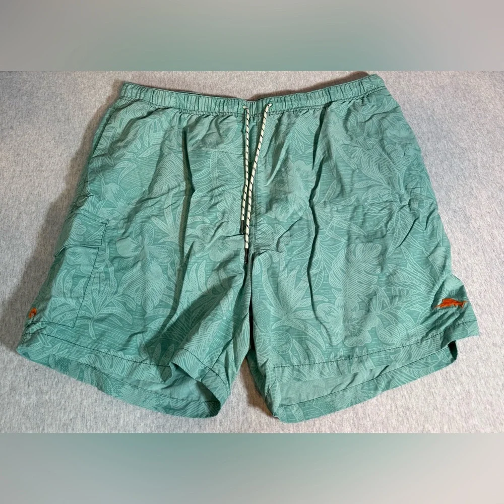 Tommy Bahama Relax Men's Swim Shorts‎ – Teal Palm Print, Size XXL 🌴